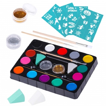 Body Art Children's Halloween Face Color Set with Paint Stencils