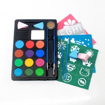 12 Water Based Makeup Non Toxic Skin Harmless Body Face Paint Kit With brush